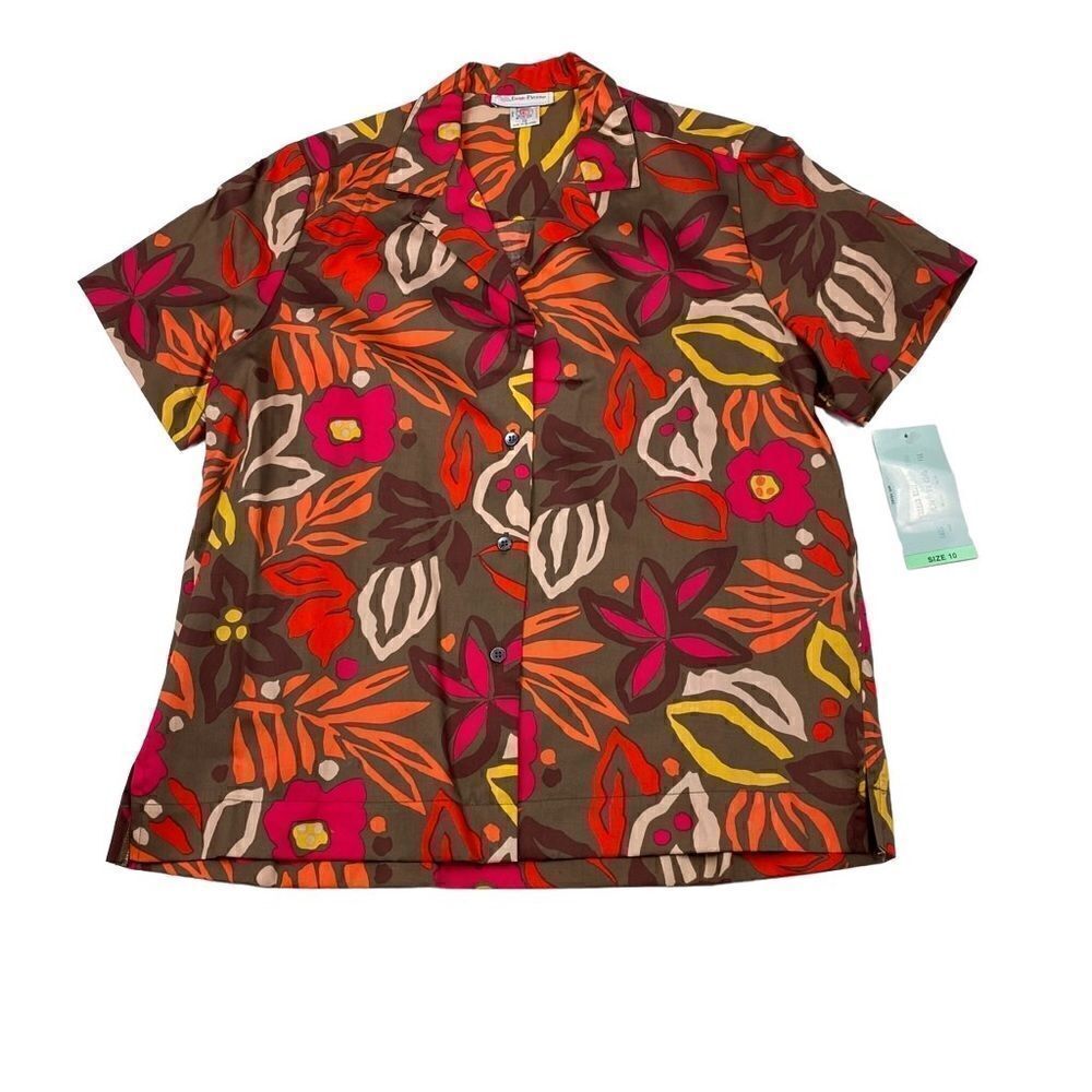 Evan Picone Vintage Union Made Floral Button Down Blouse NWT